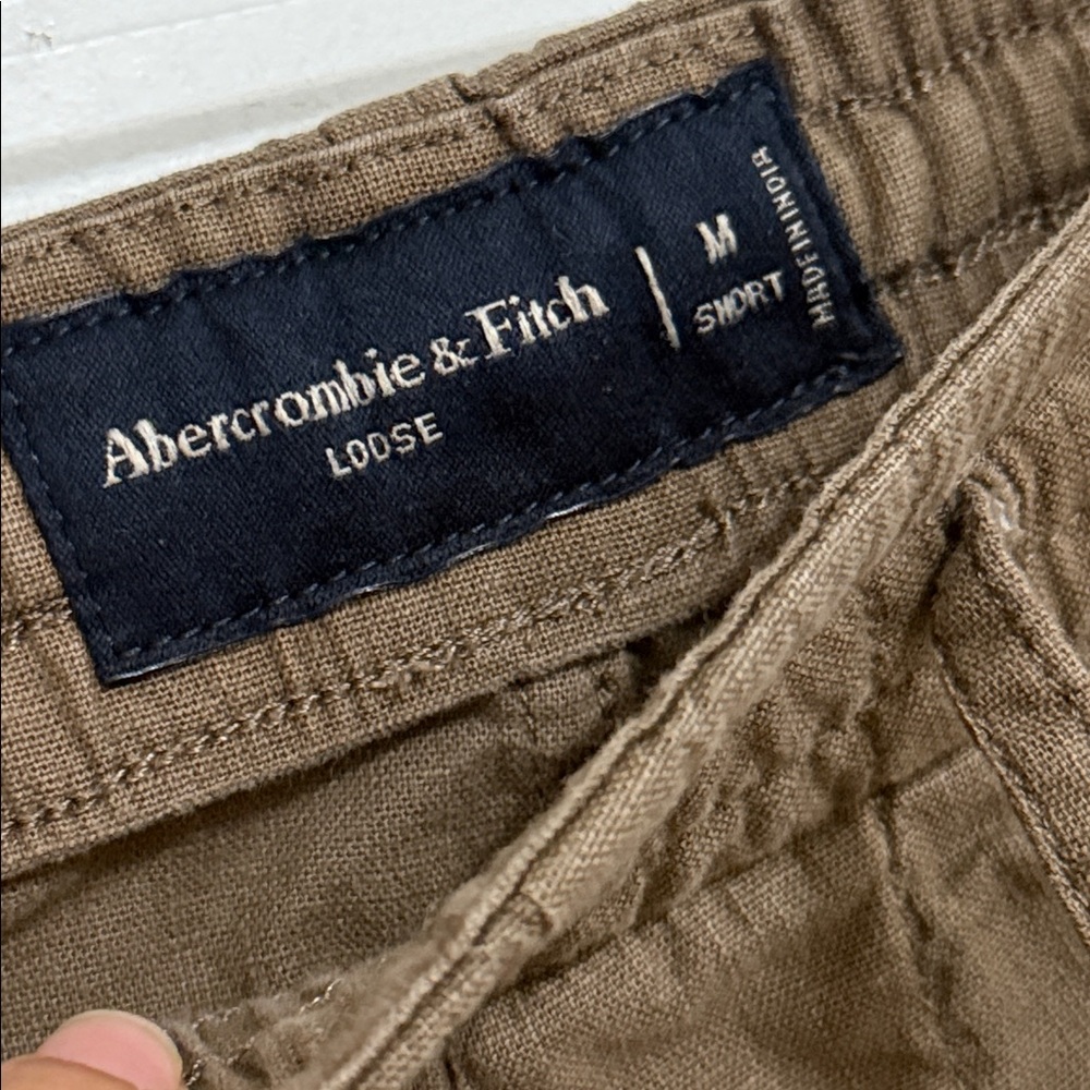 Abercrombie & Fitch Men's loose linen brown pants - Picture 3 of 5
